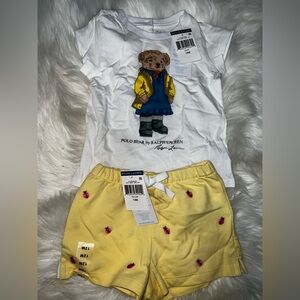 Ralph Lauren Polo White T-Shirt with Bear Design short set